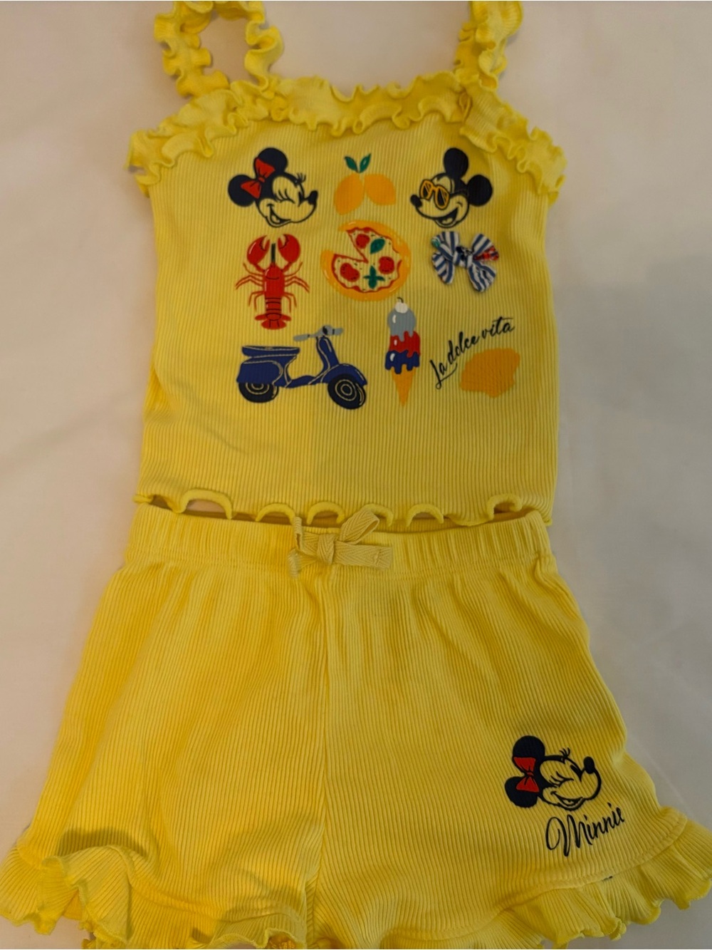 Disney Yellow Minnie Ruffle Tank and Shorts Set